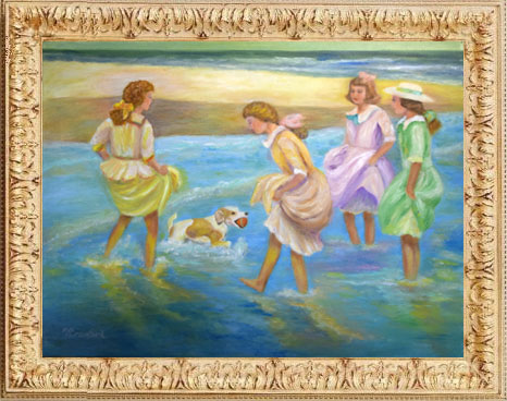 Dancing in the Gentle Waves oil painting by Verlaine Crawford. Art with heart.